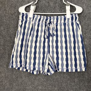 The Greii Shorts Womens Size L Blue White Terry Cloth Casual Flirty Coastal